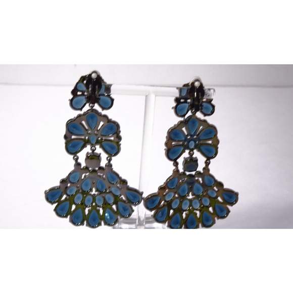 Neiman Marcus Lee Angel Midnight Crystal hemitate Statement Earrings NWT 119 - Picture 2 of 8